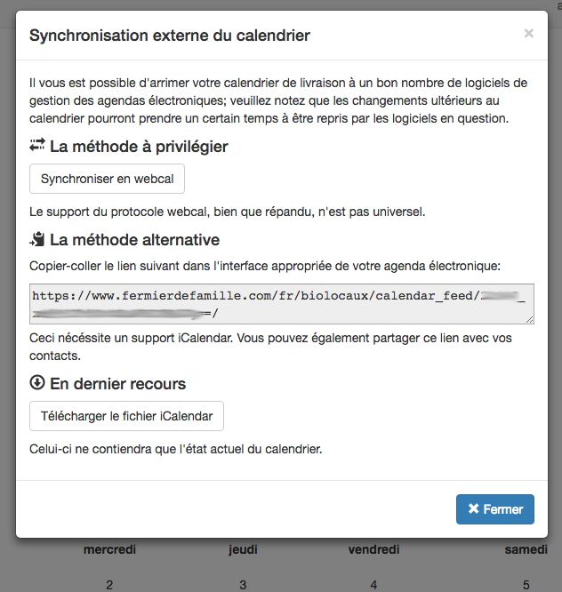 Instructions pour synchronisation